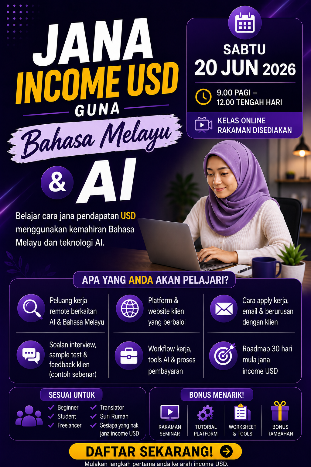 Poster Kelas Jana Income USD